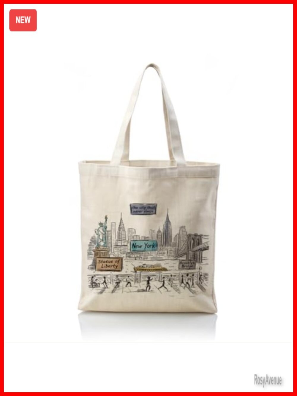 Canvas Tote Bag New York City Artwork Reusable Shoulder Bag Travel Souvenir
